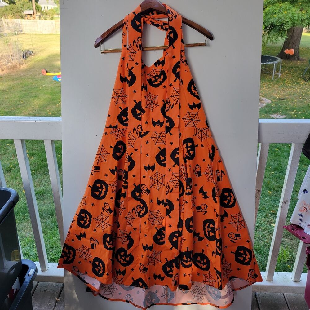 Retro Inspired Cotton Stretch Halloween Dress XXL Could‎ Go Smaller With Bow